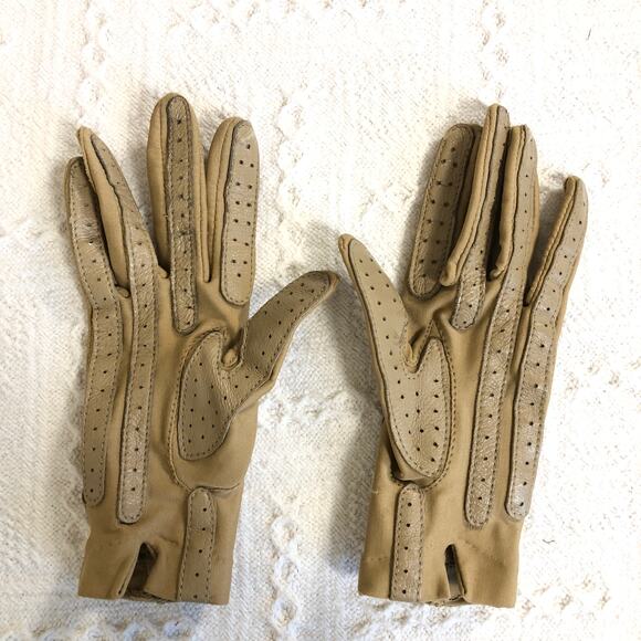 VTG 80s 90s Driving Gloves Bundle Isotoner Aris Stretch One Size Tan Gray Retro - Picture 5 of 9